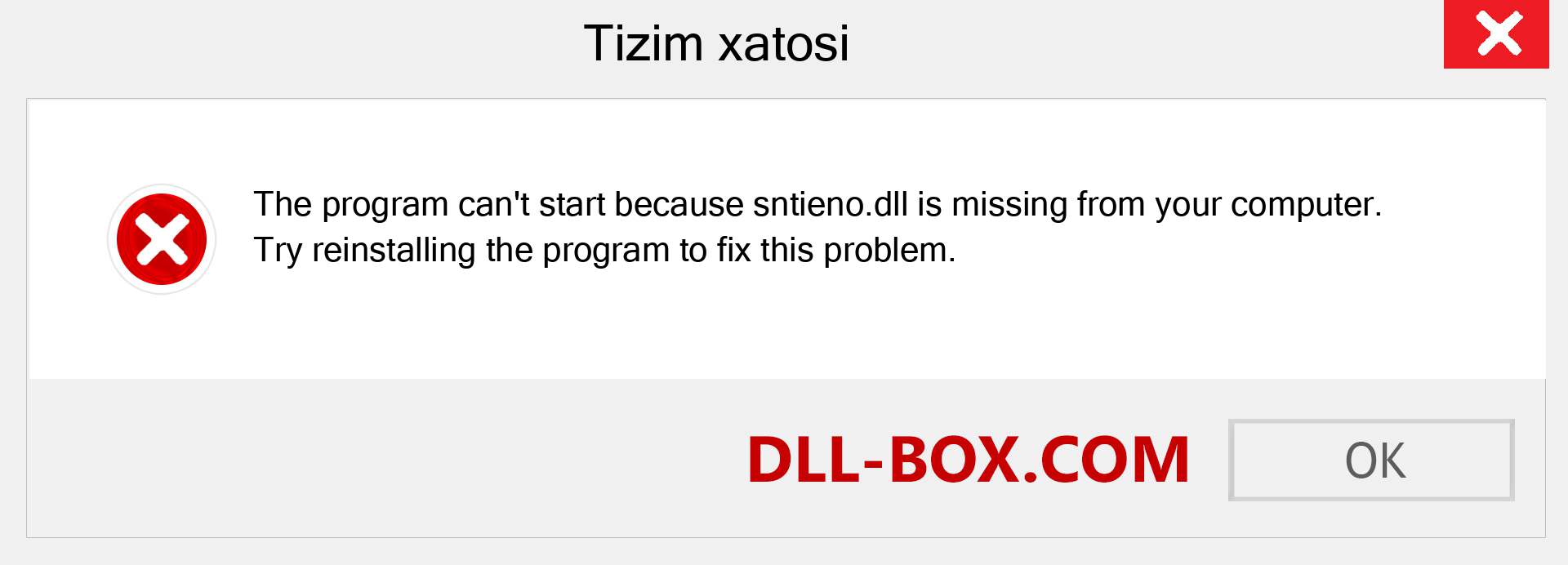 sntieno.dll fayli yo'qolganmi?. Windows 7, 8, 10 uchun yuklab olish - Windowsda sntieno dll etishmayotgan xatoni tuzating, rasmlar, rasmlar